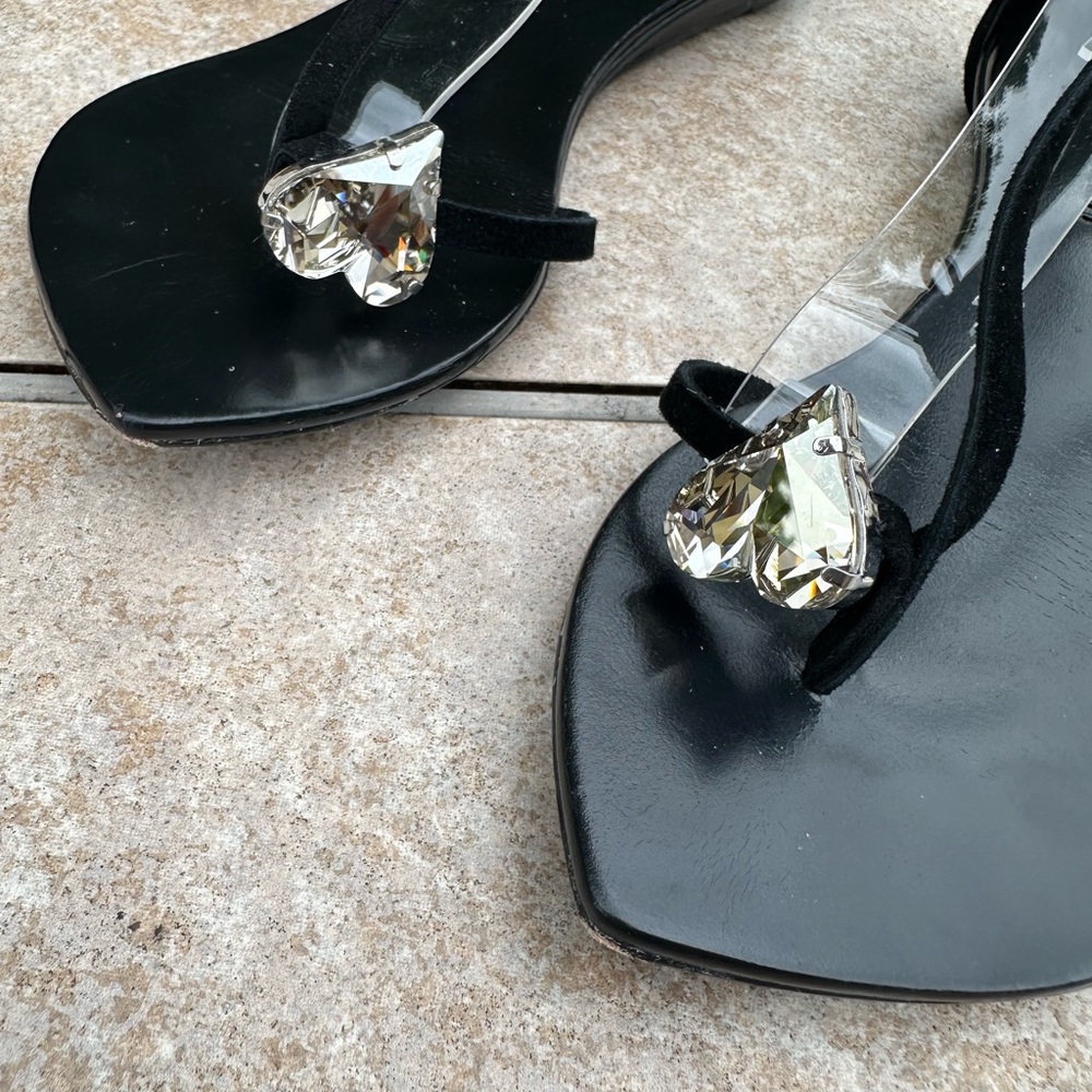 AMINAH ABDUL JILLIL SUEDE LACE UP POINTED SANDALS WITH GLASS - Picture 6 of 13